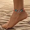 Double Heart Alloy Link Stretch Anklets WGCB0A2-04-1