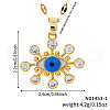 Bohemian Style Brass Enamel Deep Sky Blue Snowflake Eye Pendant Necklaces with Clear Cubic Zirconia BS2376-6