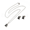 304 Stainless Steel Enamel Angel Stud Earrings & Pendant Necklace Set for Women SJEW-S002-01P-3