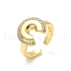 Brass Micro Pave Cubic Zirconia Open Cuff Rings RJEW-V009-11G-4