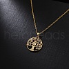 Owl Tree of Life Brass Micro Pave Clear Cubic Zirconia Pendant Necklaces for Women FS-WG4E6A1-01-4