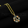 Brass Pave Colorful Cubic Zirconia Initial Ring Pendant Necklaces FS-WGF1437-12-1