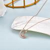 Chinese Zodiac Necklace Snake Necklace 925 Sterling Silver Rose Gold Serpent on the Moon Pendant Charm Necklace Zircon Moon and Star Necklace Cute Animal Jewelry Gifts for Women JN1090F-3