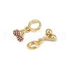 Brass Micro Pave Deep Pink Cubic Zirconia Cherry Pendants KK-H072-06G-2