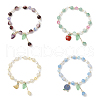 4Pcs Synthetic Moonstone & Glass Round Beaded Stretch Bracelets BJEW-JB11858-2