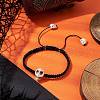 Synthetic Magnesite Skull Braided Bead Bracelets BJEW-JB10522-2