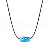 Fish Porcelain Pendant Black Wax Cord Necklaces FS-WG7FFA4-04-2