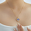 Bohemian Brass Micro Pave Clear Cubic Zirconia & Enamel Bule Evil Eye Pendant Necklaces ES8958-1-2