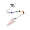 Natural Rose Quartz Hexagonal Pointed Cone Dowsing Pendulum Pendants G-G983-05P-02-2