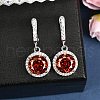 925 Sterling Silver Pave Cubic Zirconia Flat Round Hoop Earrings EJEW-C150-01C-01-2