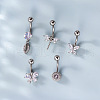 316L Surgical Stainless Steel Clear Cubic Zirconia Curved Barbell Belly Rings WG7644D-07-3