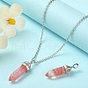 2Pcs Cherry Quartz Glass Double Terminal Pointed Pendants G-YW0002-03-6