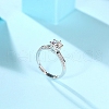Rhodium Plated 925 Sterling Silver Micro Pave Cubic Zirconia Adjustable Rings AJEW-U007-13P-2