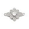 Brass Clear Cubic Zirconia Flower Connector Charms KK-L229-063P-1
