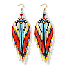 Bohemian Handmade Glass Seed Beads Hexagon Dangle Earrings ZA8204-3-1