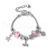 Brass European Beads Charm Bracelets BJEW-JB11586-02-2