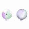 Transparent Spray Painted Frosted Glass Beads GLAA-N035-05A-05-2