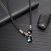 Alloy & Glass & Imitation Leather Cord Pendant Necklaces WGFA685-05-2