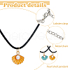 30Pcs 5 Color Zinc Alloy Enamel Shell Shape Pendant Necklaces Set with ABS Plastic Imitation Pearl Beaded NJEW-AB00020-10