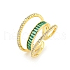 Brass Micro Pave Cubic Zirconia Open Cuff Rings RJEW-G309-43G-1