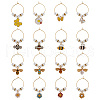 BENECREAT 16Pcs 16 Style Bees & Flower Theme Alloy Enamel Wine Glass Charms AJEW-BC0003-91-1