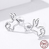 Anti-Tarnish Rhodium Plated 925 Sterling Silver Bunny Stud Earrings EJEW-FF0009-08P-8