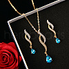 Teardrop Alloy with Rhinestone Pendant Necklace & Stud Dangle Earring FS-WGF5802-05-1