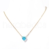 Stainless Steel Pave Cubic Zirconia Heart Pendant Cable Chain Necklaces for Women PW-WG05D07-12-1
