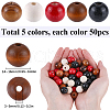SOFPLATE 250Pcs 5 Styles Round Natural Wood Beads WOOD-SP0001-13-2