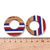 Independence Day Opaque Striped Resin & Walnut Wood Pendants RESI-U010-02J-3