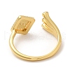 Rack Plating Brass Rhombus Open Cuff Rings with Cubic Zirconia RJEW-D008-11G-3