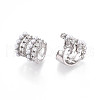Brass Micro Pave Clear Cubic Zirconia and ABS Imitation Pearl Cuff Earrings KK-T074-39P-3