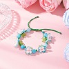 3Pcs Floral Acrylic Beads Braided Bead Bracelets for Women BJEW-MZ00184-7