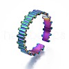 304 Stainless Steel Stripe Textured Cuff Ring RJEW-N038-068-5