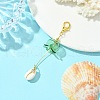 Glass & Brass Cubic Zirconia Charms & Synthetic Turquoise Beads Pendant Decorations HJEW-JM02980-01-2
