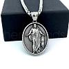 Greek Mythology Retro Stainless Steel Religion Oval with Jesus Pendant Necklaces for Men YI8638-1