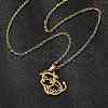 Hollow Cow 201 Stainless Steel Pendant Necklaces & Stud Earrings Sets for Women SJEW-Q025-05G-2