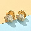 Heart Brass Micro Pave Clear Cubic Zirconia Hoop Earrings EJEW-A132-15G-2