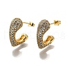 Brass Micro Pave Clear Cubic Zirconia Stud Earrings for Women EJEW-U056-01A-G-4