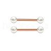 304 Stainless Steel & Plastic Imitation Pearl Half Round Nipple Barbells WGD80F3-06-1