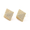 Clear Cubic Zirconia Pyramid Stud Earrings EJEW-P213-04G-1