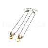 Two Tone 304 Stainless Steel Charm Anklet with Curb Chains for Women AJEW-C021-07-1