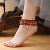 Bohemian Dyed Synthetic Turquoise Elephant & Brass Fish Heart Beaded Tassel Anklets for Women FS-WG11539-06-1