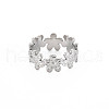 Non-Tarnish 304 Stainless Steel Flower Wrap Open Cuff Ring for Women RJEW-S405-173P-1
