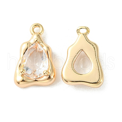 Brass Micro Pave Clear Cubic Zirconia Charms KK-L208-09G-A-1