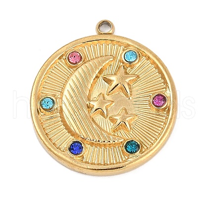 304 Stainless Steel Rhinestone Pendants STAS-I325-037G-02-1