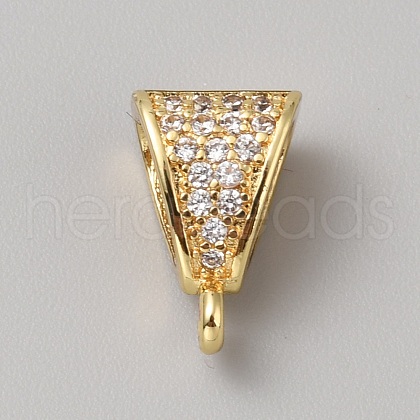 Brass Micro Pave Cubic Zirconia Tube Bails PHAR-WH0148-148G-1