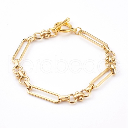 Brass Link Chain Bracelets BJEW-JB06016-1