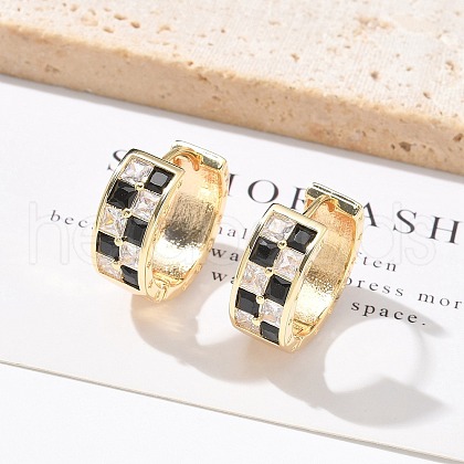 Brass Micro Pave Cubic Zirconia Hoop Earrings EJEW-H152-01C-G-1
