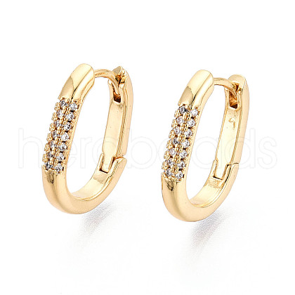 Brass Micro Pave Clear Cubic Zirconia Hoop Earrings EJEW-N061-04G-1